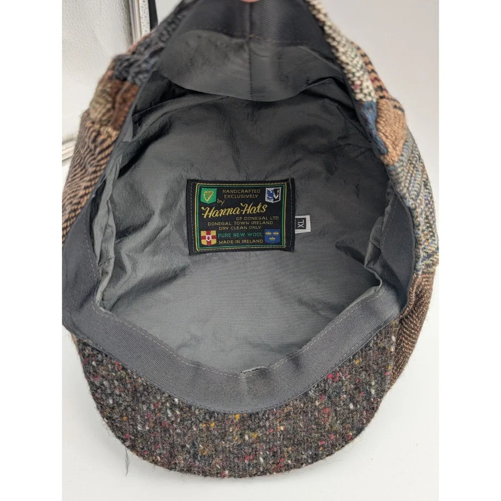 Hanna Hats of Donegal XL Patchwork Wool Flat Cap Newsboy Made in Ireland